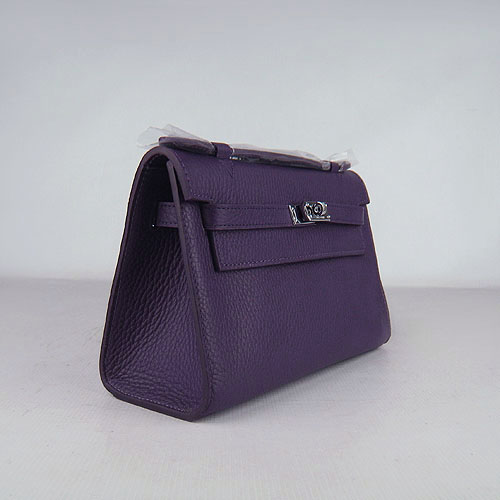 AAA Hermes Kelly 22 CM France Leather Handbag Purple H008 On Sale